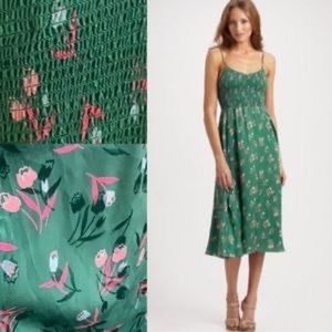 👗Rebecca Taylor 👗 Green Floral Silk Slip Dress